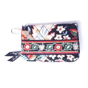 Vera Bradley Wallet Black Floral Bifold ID Quilted